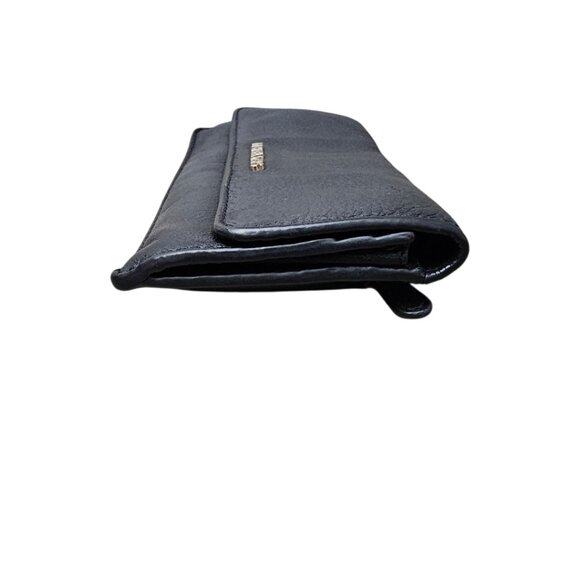 Michael Kors Jet Set Soft Pebbled Leather Travel Large Black Flat Wallet - Picture 9 of 12